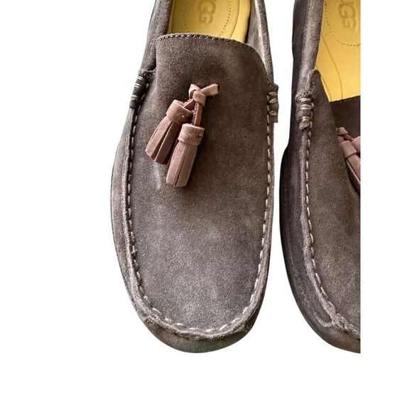 UGG men’s Chocolate Brown Leather Suede Slip-On Tassel Loafers Shoes Size 11 main image 12